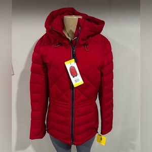 Tommy Hilfiger Coat Size small Women red parka Hooded Puffer New With Tags